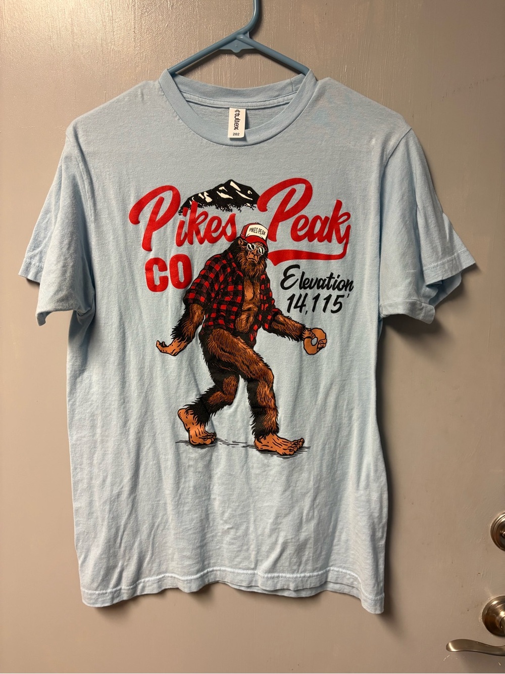 Pikes Peak CO Light Blue Graphic Tee Size Medium